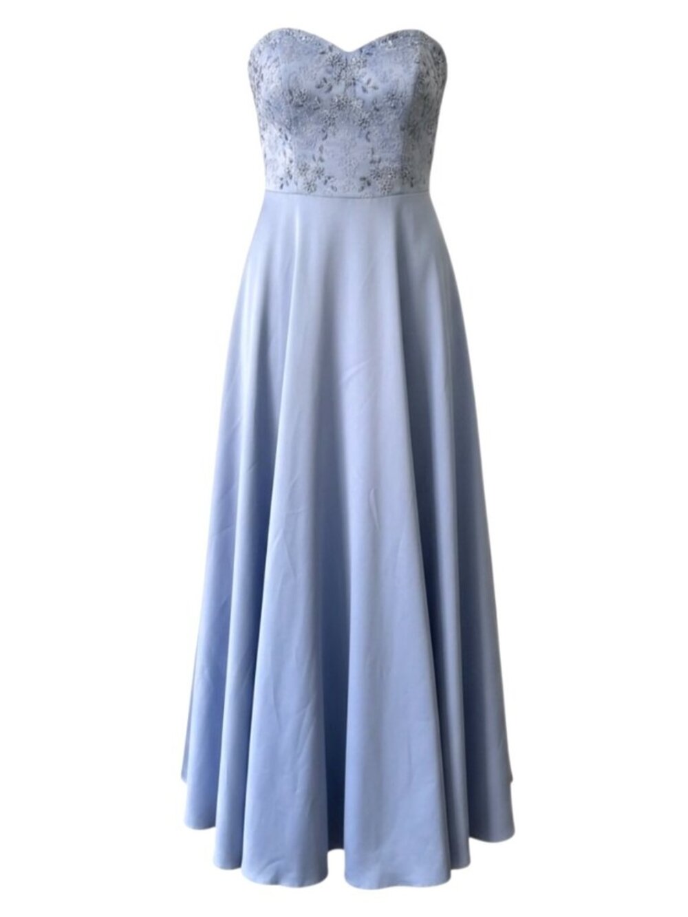 Alfred Angelo Cornflower Blue Strapless A-Line Gown With Beaded Bodice Size 12